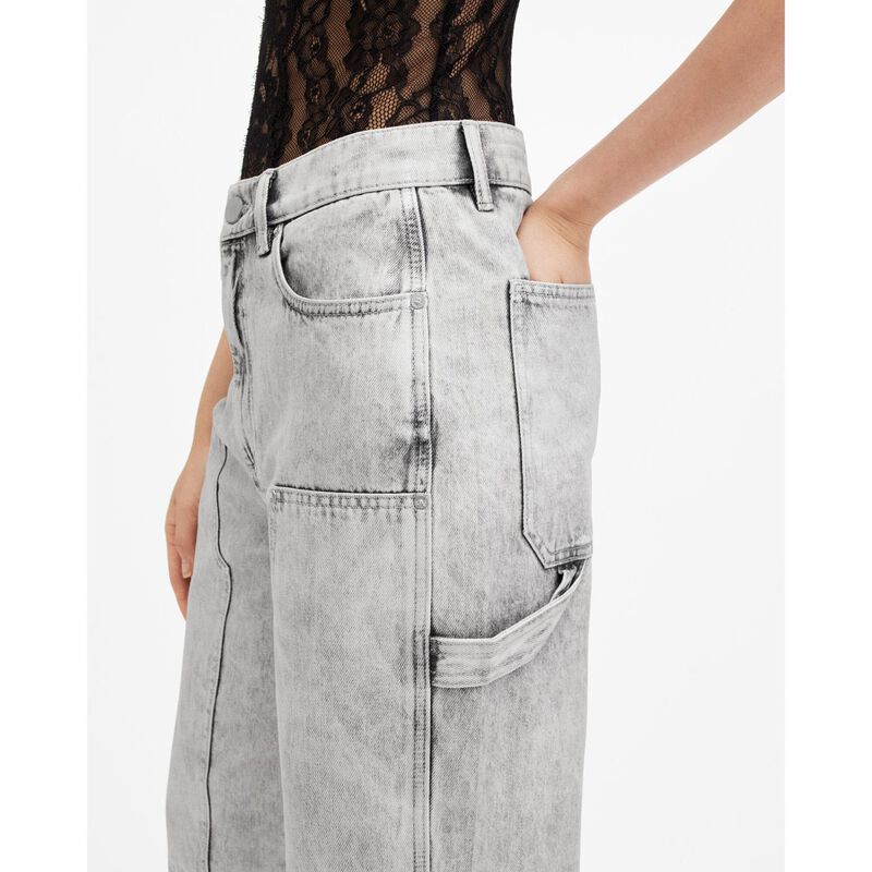 AllSaints Mia Metallic Wide Leg Denim Cargo Jeans image number 2